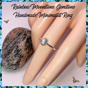 Dainty Rainbow Moonstone Dainty Handmade Minimalist Ring